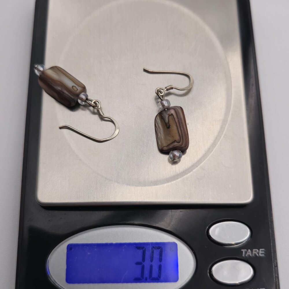 Sterling Silver Unique Shell Dangle Earrings A1949 - image 5